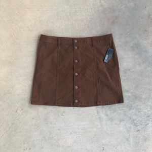 Brown Button-Front Skirt